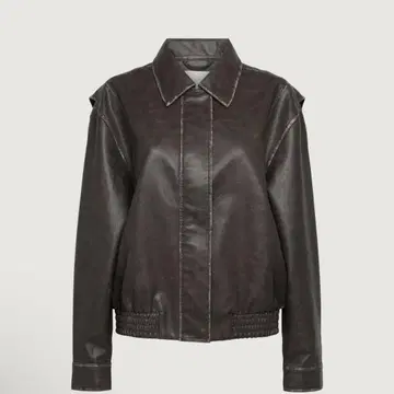 다크 브라운 가죽풍 자켓 오버 사이즈 OAK+FORT