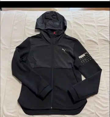 PUMA 블랙 후드 부착 후드티