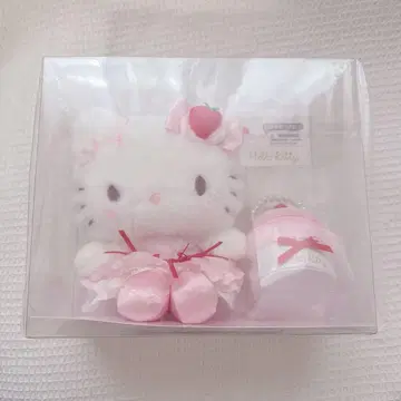 헬로키티 봉제 인형 & 액세서리 케이스 세트 딸기 휘핑 케이크