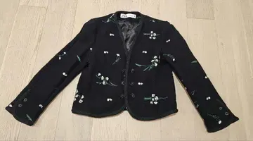 ZARA 자수 노카라 자켓 블랙