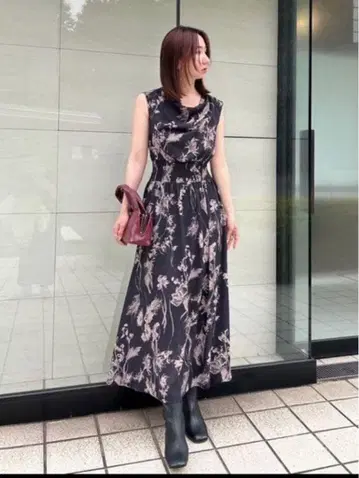 FRAY I.D 프레이 아이디 허리 셔링 프린트 원피스