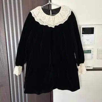 에미 발렛 블랙 벨벳 레이스 옷깃 원피스 free size 미사용 새상품