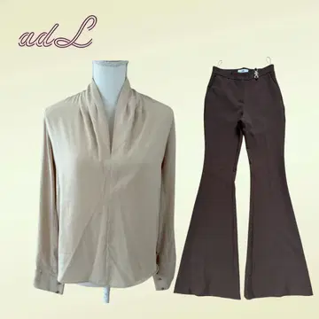 adL 베이지 드레이프 넥 긴팔 셔츠