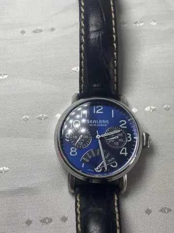 SEALANE 손목시계 쿼츠 가죽 BLU/BLK 작동품