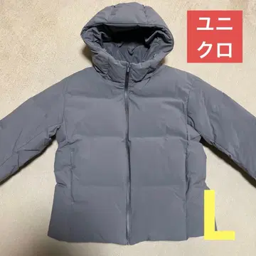 유니클로 심리스 다운 파카 L 다크 그레이