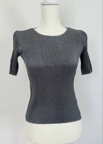 스페치오 T셔츠 반팔 그레이 풀오버 사이즈 40 플리츠