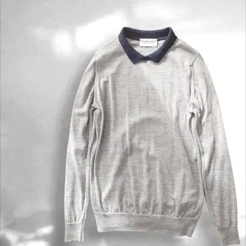 [ 무료배송 ] 존스메들리 바이컬러 긴팔 클레릭 니트 피케 셔츠