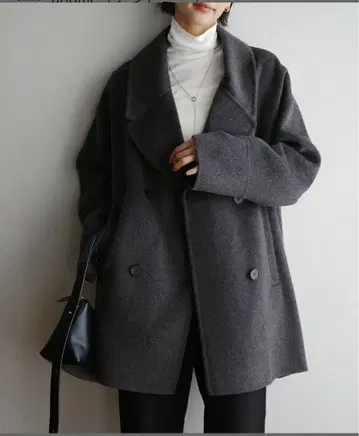 [ 새상품급 ] evernavy 리버P코트 차콜 그레이 에버네