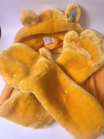 도쿄 디즈니 리조트 한정판 곰돌이 푸 후드 부착 머플러 장갑