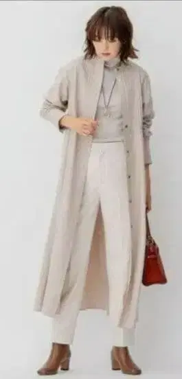 새상품급! 23구 울 스트레치 트윌 핀턱 원피스 베이지 36