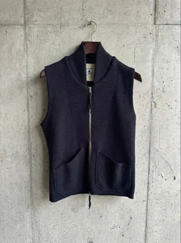 ARPENTEUR 밀라노 리브 니트 베스트 M 네이비 아페르투르