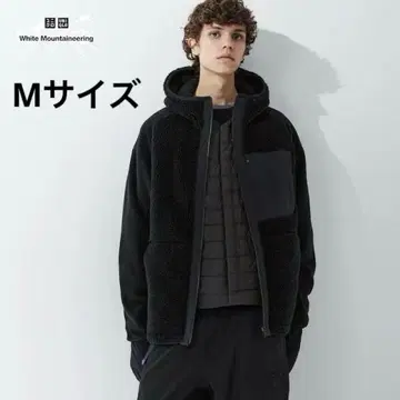 유니클로 화이트 마운티니어링 플리스 풀 집업 후드티 M 블랙