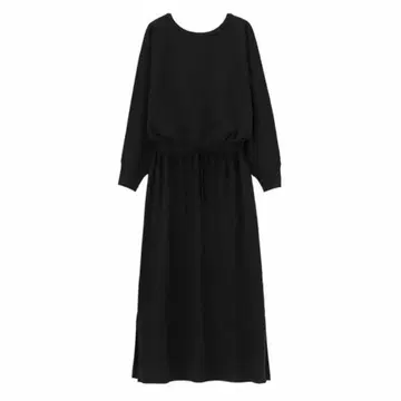 GU 지유 돌먼 슬리브 니트 원피스 롱 블랙 XXL