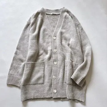 갤러리 바이 파인 울 롱 V넥 가디건 그레이