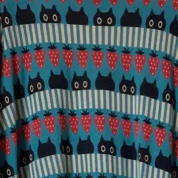 마타노 아츠코 검은 고양이 딸기 무늬 면 100% 룸웨어