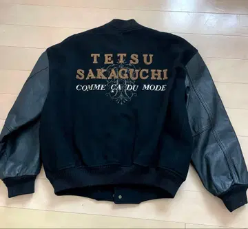 90's! 새상품급! 테츠꼼사 꼼사데모드 소매 가죽 바시티 자켓