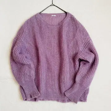 IENA 이에나 모헤어 혼방 보트넥 와이드 풀오버 퍼플