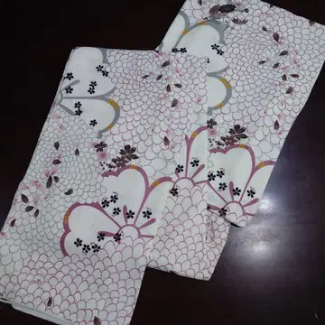 워셔블 기모노 이중 기모노 아이보리 꽃무늬