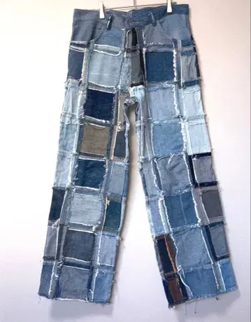 재구축 빈티지 리메이크 팬츠 패치워크 디자인 데님 팬츠