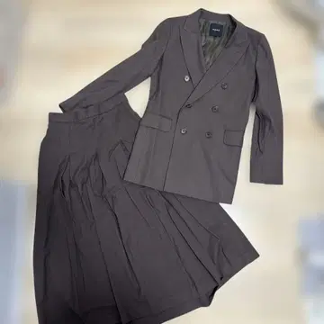 새상품급 N.O.R.C 더블 테일러드 자켓 셋업 브라운 스커트