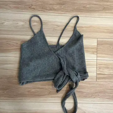 플라주 plage 그레이 100% 울 크로스오버 니트 베스트