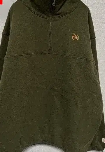 java 올리브 그린 하프 지퍼 후드티 퀼팅 속기모 빅