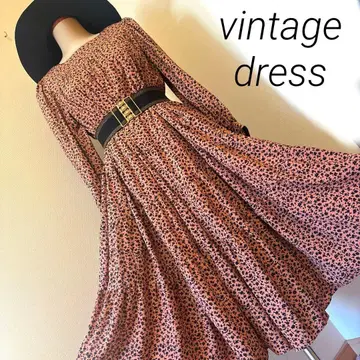 빈티지 롱 원피스 13호 XL 미니 꽃무늬 쇼와 레트로 티어드