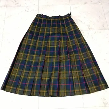 Leilian 레리안 체크 무늬 울 플리츠 스커트 9