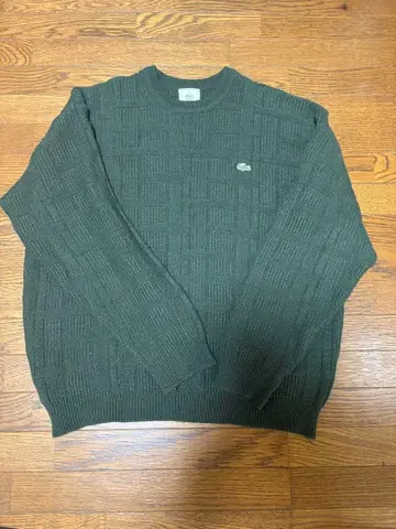 Lacoste 다크 그린 체크 무늬 니트 스웨터
