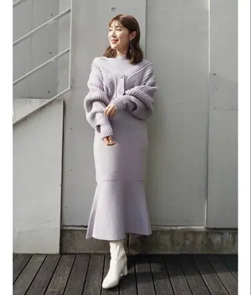 3WAY 백 디테일 가디건 세트 니트 원피스 니트 원피스 세트