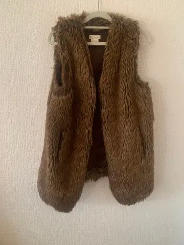 빈티지 퍼 베스트 구제 의류 복슬복슬 브라운