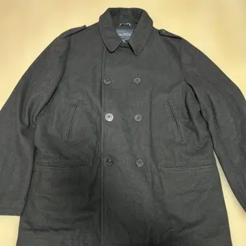 NAUTICA 피 코트 울 혼방 퀼팅 안감 블랙 XL