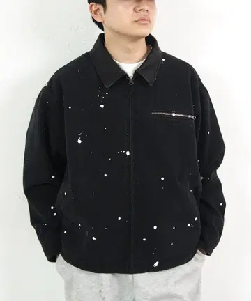 택 포함 [ 후즈후 갤러리 ] 옷깃 가죽 절개 덕 자켓 블랙 블랙 레어