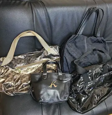 블랙 합성 피혁 토트백 4점 세트