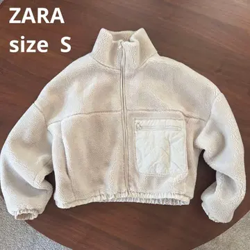 ZARA 숏 기장 보아 자켓 스탠드 카라 아이보리 size S