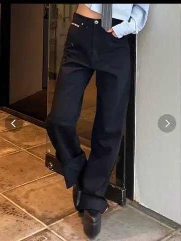 gyda 하이웨스트 GYDIES 셀비지 와이드 데님 팬츠