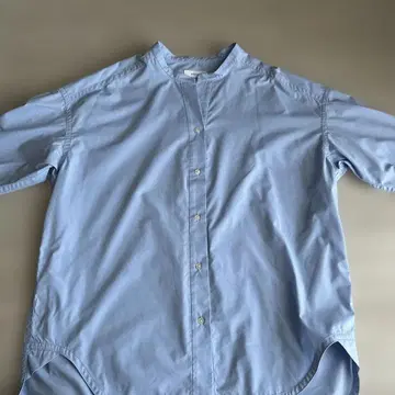 SHIPS any 라이트 블루 밴드 카라 셔츠
