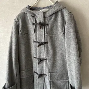 그레이 더플 코트 후드 부착