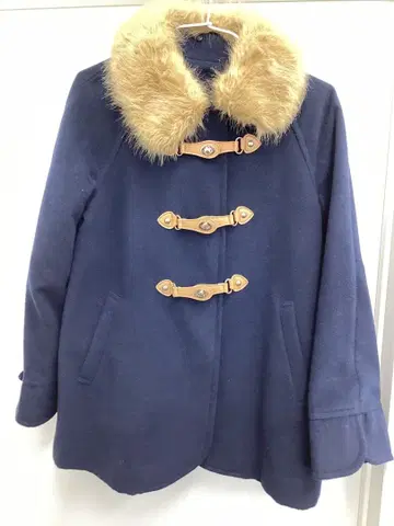 mimosa 퍼 달린 네이비 더플 코트