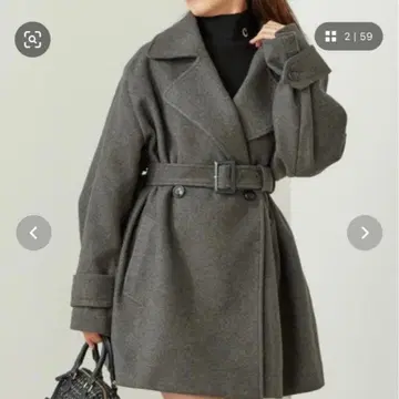 Chico 미들 기장 오버코트 차콜 그레이