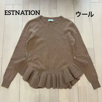 에스트네이션 페플럼 프릴 니트 카멜 울