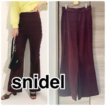 snidel 스나이델 코듀로이 팬츠 버건디 플레어 팬츠