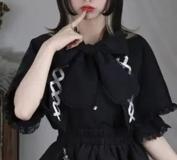 Pal elfy 케이프 보타이 블라우스 양산형 지뢰계