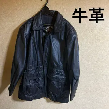 PRIVATE LINE 블랙 가죽 자켓, 소가죽