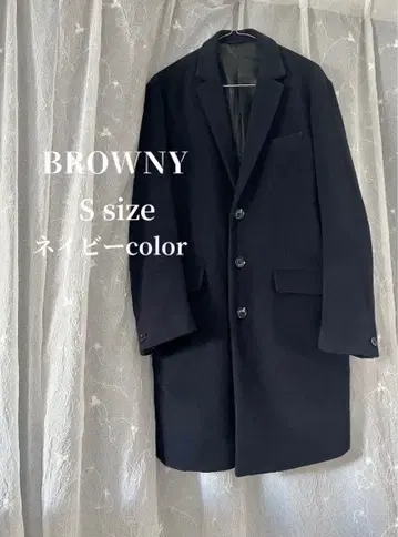 피코트 코트 아우터 남성용 S 네이비 체스터 코트 브라우니