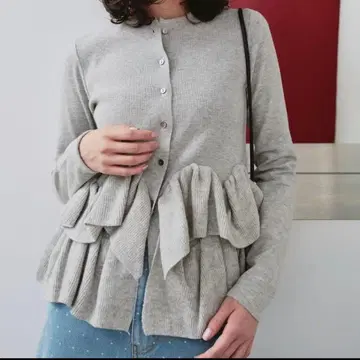 titivate 프릴 헴 니트 가디건 긴팔 그레이 L