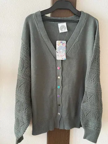 스칼라 가디건 레이스 짜임 소매