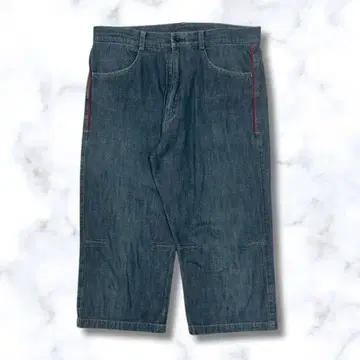 숏팬츠 하프 팬츠 데님 다크 블루 스트레이트 레그 남성용 L