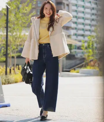 [ 미사용 새상품 ] 에니스이시스 세미 커브 와이드 데님 인디고 L