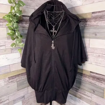 ALGONQUINS 얇은 소재 반팔 집업 후드티 로고 참 587